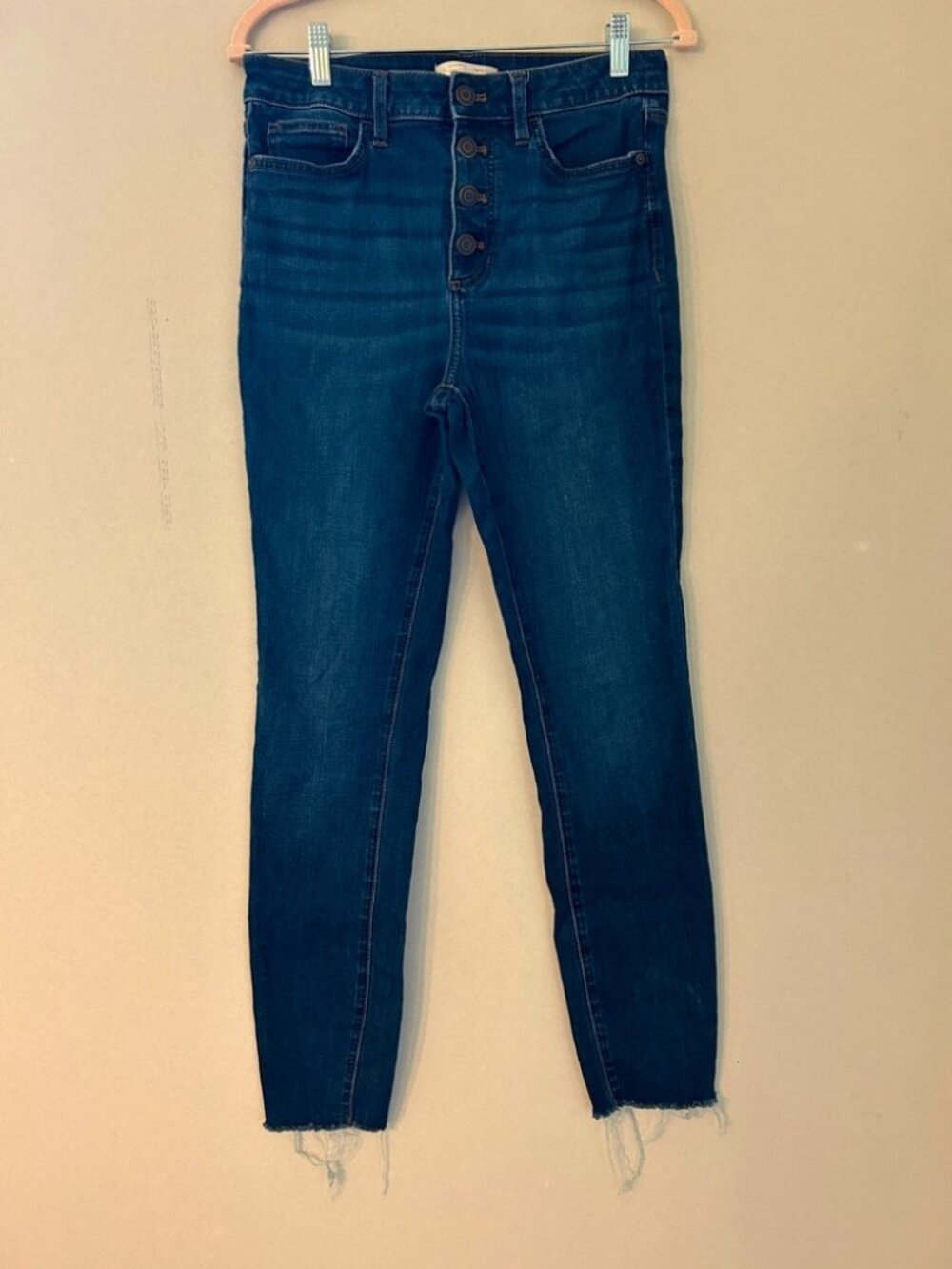 LC Lauren Conrad Button Fly Raw Hem High Rise Skinny Jeans size 10L